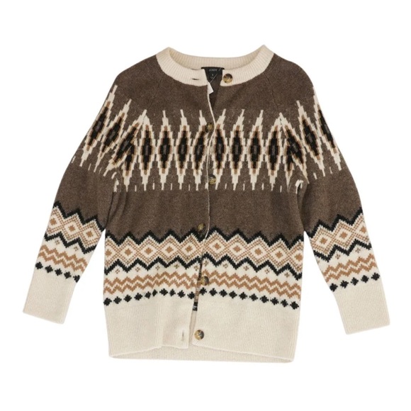 J. Crew Fair Isle Cardigan in Heather Fawn Muslin - Picture 9 of 12